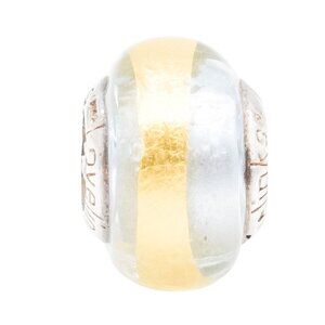 Lovelinks by Aagaard Clear Murano Glass Charm With Silver Core And Golden Line